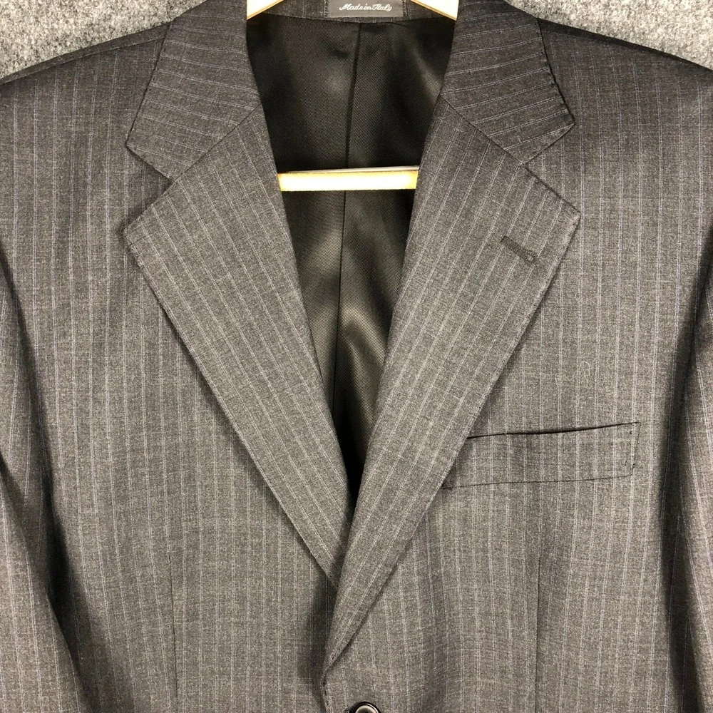 CARLO PALAZZI Mens Charcoal Pinstripe Wool Blazer 2 Piece Suit Made in Italy 40R